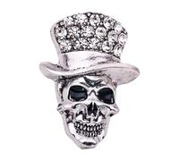 Broche de calavera con base de aleación con diamantes de imitación intrincados, acento gótico-chic para trajes diarios y de noche, joyería de Halloween vanguardista, One Size, como se describe