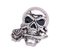 Broche de calavera con parte trasera de pin seguro, accesorio de metal resistente, ideal para entusiastas del estilo rock, broche de calavera de rosa, talla única, como se describe