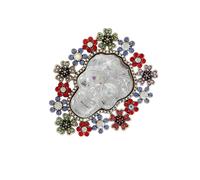 Broche de calavera de Halloween, aleación de diamantes de imitación, accesorio de disfraz de fiesta, ligero, regalo de miedo, joyería de regalo de Halloween