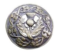 Broche de cardo escocés para hombre, acabado antiguo, 7,6 cm, broches y pines celtas de latón (antiguo), 3", Latón