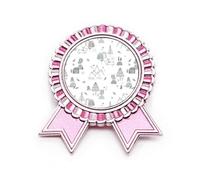 Broche de caricatura con diseño de pájaro de montaña, estrella de hierba, árbol, medalla de premio ganador, color rosa, Medium, Metal