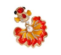 Broche de carpa de la suerte hecho de aleación de cristales brillantes con respaldo seguro, multiusos, joyería de moda, regalo de pescado, One Size, Como se describe