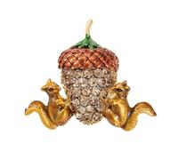 Broche de chêne d'écureuil amusant, Broche en émail de diamant de luxe léger, ornement de niche de conception de sens, pour la fête étudiante, usure quotidienne, trajet et style Senior