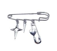 Broche de cinco puntas de la serie Satr de moda callejera para solapa, accesorios de traje, hebilla de zapato simple, cadenas, broche oscuro, talla única, como se describe