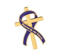 Broche de cinta de tono de aleación con detalle de Forever in Our Hearts para servicios conmemorativos y insignia de solapa religiosa, pin de servicio de recuerdo, insignia conmemorativa de invitados