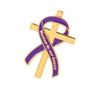 Broche de cinta de tono de aleación con detalle de Forever in Our Hearts para servicios conmemorativos y insignia de solapa religiosa, pin de servicio de recuerdo, insignia conmemorativa de invitados