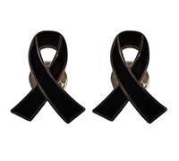 Broche de cinta negra para funerales, insignia conmemorativa de funerales, broche de duelo esmaltado negro D7U0, 2PCS, Esmalte, aleación de zinc