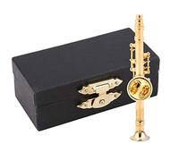 Broche de clarinete chapado en oro, broche de instrumento musical con caja de regalo, instrumento musical en miniatura para mujer, broches elegantes para hombre y mujer, pin de solapa de instrumento