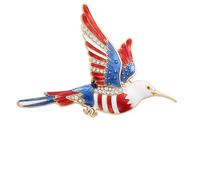 Broche de colibrí con rayas y estrellas patrióticas, Pin de solapa para mujeres y hombres, regalo de celebración del Día de la independencia, broche patriótico elegante