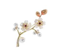 Broche de concha con detalles de flores de ciruelos, pin en forma de flor para chaquetas, vestidos, sombreros, decoración, joyería de moda, broche chino tradicional