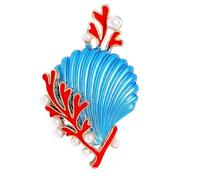 Broche de concha de coral que combina perlas y técnicas de esmalte por goteo, acabado esmaltado, insignia de solapa, perlas, accesorio de acento versátil para mujer