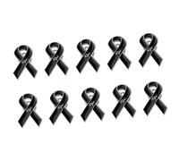 Broche de conciencia de cinta negra para melanoma y traje funerario, 10 unidades por paquete, aleación de Zn, pin conmemorativo, Large, como se describe