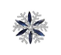 Broche de copo de nieve con diamantes de imitación azules, broche de solapa de flor de nieve de cristal completo, accesorios de moda, ramillete de invierno, festivales, regalo para esposa, hija, mamá