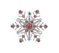 Broche de copo de nieve con diamantes de imitación de cristal, diseño ligero para fiesta de invierno, evento formal, accesorio de copo de nieve de moda, talla única, como se describe