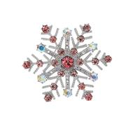 Broche de copo de nieve con diamantes de imitación de cristal, diseño ligero para fiestas de invierno, eventos formales, cierre seguro, broche de copo de nieve, talla única, como se describe