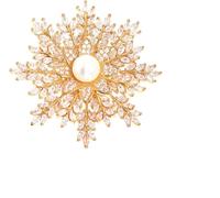 Broche de copo de nieve invernal con perla de agua dulce: elegante broche de flor for bufanda y regalo del Día de la Madre.