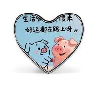 Broche de corazón con cerdito adorable. Broche de patito amarillo adorable para mochilas o solapas. Pin de San Valentín o aniversario.