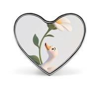 Broche de corazón con ganso blanco grande. Hermoso broche de gato blanco para mochilas o solapas. Pin de San Valentín/aniversario.