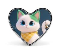 Broche de corazón con gato de orejas verdes. Preciosas flores para mochilas o solapas. Pin de San Valentín/Anuncio.