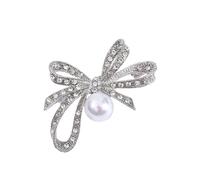 Broche de corazón con lazo atemporal con broche de solapa de cristal para chaquetas, ropa de noche, joyería de fiesta, decoración elegante en el pecho para ocasiones formales, talla única, como se