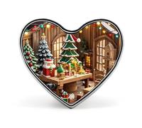 Broche de corazón de madera navideño, ideal para mochilas o solapas. Perfecto para San Valentín o aniversario.