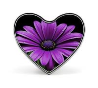 Broche de corazón de margarita morada para adultos, pines de solapa personalizados en forma de corazones de metal, broches de insignia de amor, broche de corazón exquisito para bolsos, ropa