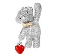 Broche de corazón de oso con cierre seguro y diamantes de imitación para fijación de ropa, mochila, insignia, accesorios, broche de oso, talla única, como se describe