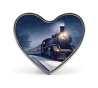 Broche de corazón para invierno, Navidad, nieve, noche, ferrocarril, tren, corazón, insignia de aleación de aluminio, exquisitos broches de moda para vestir, sombrero, bolsa, traje, corbata