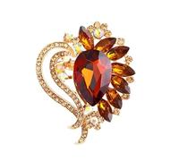Broche de corazón para mujer, elegante, rojo, con forma de corazón, de cristal, para boda, Art Deco, cumpleaños, aniversario, M, Metal, Circonia cúbica