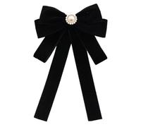 Broche de corbata de terciopelo con diamantes de imitación vintage para mujeres y niñas, lazo para corbata, uniforme de estudiante, lazo preatado, corsé, corbatín elegante, Negro, Velvet black drops