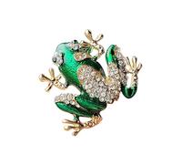 Broche de cristal brillante con diseño de ranas de animales, elegante diamantes de imitación para decoración, joyería para mujer, accesorios de abrigo de cristal verde, broches de animales, talla