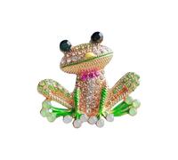 Broche de cristal brillante con diseño de ranas de animales, elegante diamantes de imitación para decoración, joyería para mujer, accesorios de abrigo de cristal verde, broches de animales, talla