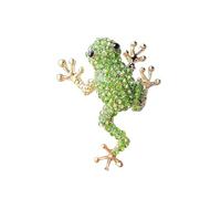 Broche de cristal brillante con diseño de ranas de animales, elegante diamantes de imitación para decoración, joyería para mujer, accesorios de abrigo de cristal verde, broches de animales, talla
