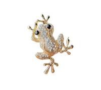 Broche de cristal brillante con diseño de ranas de animales, elegante diamantes de imitación para decoración, joyería para mujer, accesorios de abrigo de cristal verde, broches de animales, talla