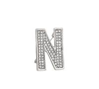 Broche de Cristal Chapado en Oro, A-Z, Pin con Inicial de Letras con Diamantes de Imitación Transparentes, Pin de Solapa para Trajes y Vestidos de Mujer (N)