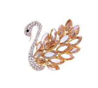 Broche de cristal colorido con forma de Cygnus con diamantes de imitación de animales, accesorios de ropa para oficina y fiesta, broche de dama de oficina, talla única, como se describe