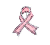 Broche De Cristal Con Borde Rosa Para Sobrevivientes De Cáncer De Mama Bañado En Plata Con Acabado De Esmalte Joyería Empoderadora Para Mujeres En Apoyo De La Conciencia Y Prevención