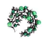 Broche de cristal de ágata verde de moda con detalles inspirados en la antigüedad, construcción de aleación de alta calidad, broche de aleación de ágata verde de larga duración