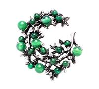 Broche de cristal de ágata verde de moda con detalles inspirados en la antigüedad, construcción de aleación de alta calidad, joyería de ágata verde natural de larga duración