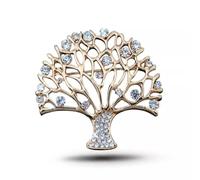 Broche de cristal del árbol de la vida celta chapado en oro con cristales checos