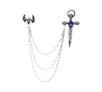 Broche de crucifijo de espadas aladas con cierre seguro, accesorio ligero, estilo punk, para trajes de oficina o fiestas, joyería de moda para hombres y mujeres, talla única, como se describe