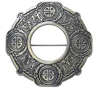 Broche de cuadros escoceses hecho a mano, diseño clásico de peltre celta antiguo, pin tradicional escocés y banda de capa celta para hombres, accesorios perfectos para falda escocesa, 7.6 Centimeters,