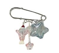 Broche de cuentas de estrella de moda Pin colgante de moda Pin de solapa adorno colgante simple llavero accesorios perlas colgante, One Size, como se describe