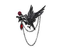 Broche De Cuervo Gótico, Accesorio De Joyería Estética Para Mujer, Vintage Mate Negro Aleación De Zinc Cuervo Solapa Pin Para Chaquetas, Sombreros, Bolsas (3,2x4,3 Cm)