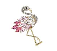 Broche de diamantes de imitación con diseño de flamenco a, piezas llamativas de aleación resistente, regalo de flamenco a
