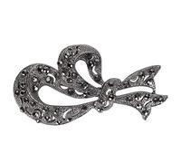 Broche de diamantes de imitación de aleación vintage Pin de solapa de aleación Bufanda Ropa Rhinestone Broches de flores negras Mujeres Accesorio de decoración de plata antigua vintage(2036)
