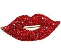 Broche de diamantes de imitación de labios rojos, diseño de boca brillante de cristal, accesorios de joyería de fiesta, boda, regalo