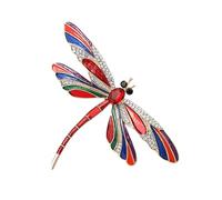 Broche de diamantes de imitación de perlas de libélula - Broche de libélula esmaltada, diamantes de imitación ligeros, broche de dragón mosca, broche de animales para Navidad, Día de la Madre, Acción