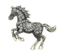 Broche de diamantes de imitación del año del caballo, broche de cristal vintage de pony, broches de solapa, accesorios de animales del zodiaco, joyería de Año Nuevo para mujer, pin de solapa