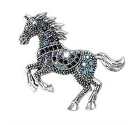 Broche de diamantes de imitación del año del caballo, broche de cristal vintage de pony, broches de solapa, accesorios de animales del zodiaco, joyería de Año Nuevo para mujer, pin de solapa